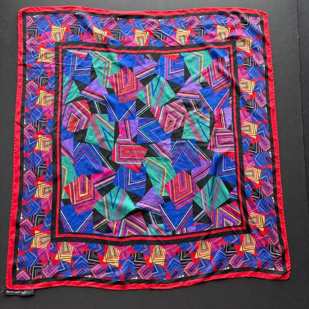 Harvé Benard silk scarf with geometric pattern 100% silk